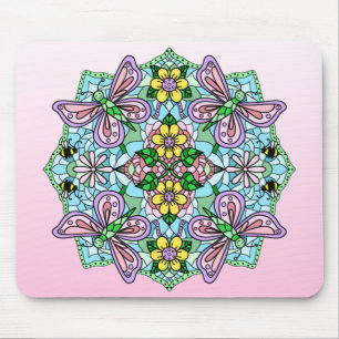 Mousepad Borboleta rosa Mandala Whimsical Drake