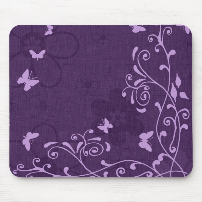 Mousepad Borboleta Roxa Personalizável Elegante (Frente)