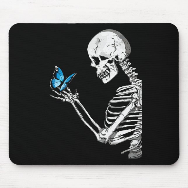 Mousepad Borboleta Skeleton Retro Halloween (Frente)