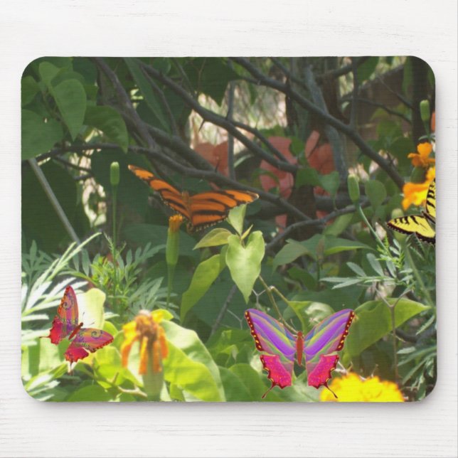 Mousepad Borboleta Sobre Folhas De Cabeça (Frente)