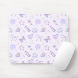 Mousepad Borboleta Sorridente de Kawaii Cibernético Lavanda