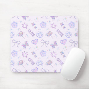 Mousepad Borboleta Sorridente de Kawaii Cibernético Lavanda