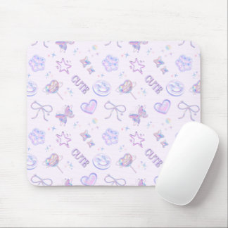 Mousepad Borboleta Sorridente de Kawaii Cibernético Lavanda
