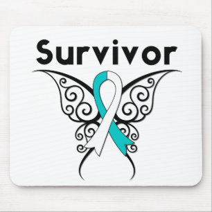 Mousepad Borboleta tribal do sobrevivente do cancro do colo