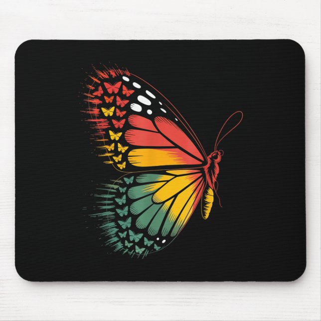 Mousepad Borboleta Vermelha Amarelo Verde da Sétima Celebra (Frente)