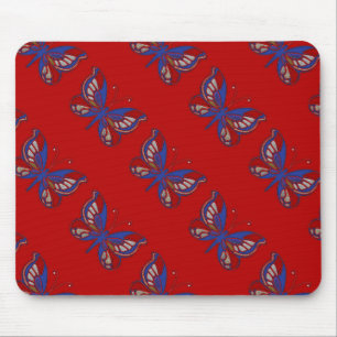 Mousepad Borboleta Vermelha-Azul-Branca-Vermelha