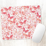 Mousepad Borboleta Watercolor PInk<br><div class="desc">Pintura de borboletas cor de coral rosa e branca. Arte original de Nic Squirrell.</div>