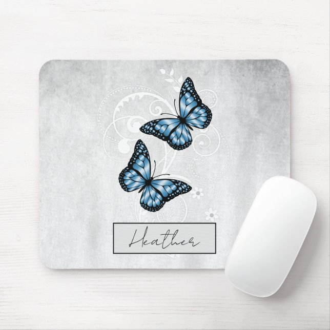 Mousepad Borboletas Azuis Brilhantes (Com mouse)