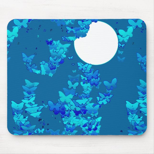 Mousepad Borboletas contra o céu azul-noite, paisagem (Frente)