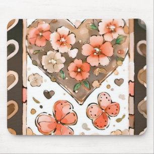 Mousepad Borboletas, Corações e Flores