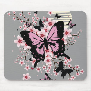 Mousepad Borboletas de flores de cereja