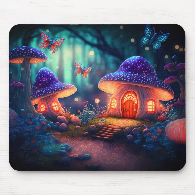 Mousepad Borboletas de jardim de fadas mágicas Algodão de c (Frente)