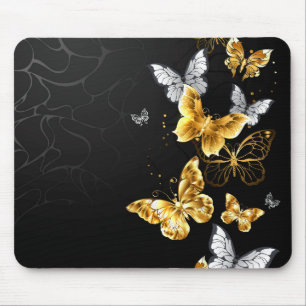 Mousepad Borboletas Douradas e brancas
