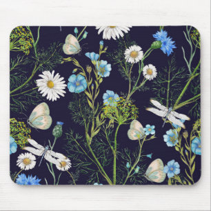Mousepad Borboletas e dragões voam com flores