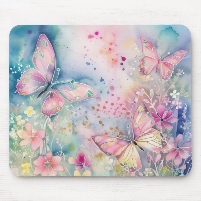 Mousepad Borboletas e flores de água (Frente)