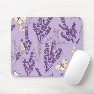 Mousepad Borboletas e flores de Lavanda