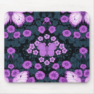 Mousepad Borboletas e simetria das flores, violeta e azul