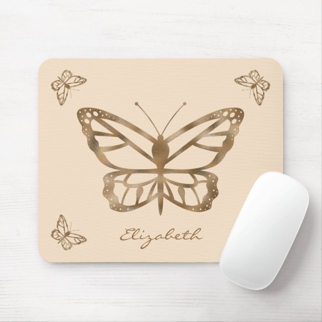 Mousepad Borboletas e texto com aparência de folha falsa do (Com mouse)