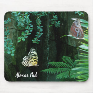 Mousepad borboletas em jardim tropical