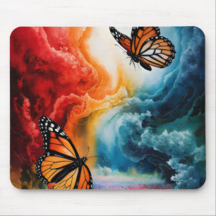 Mousepad Borboletas em uma tempestade colorida.