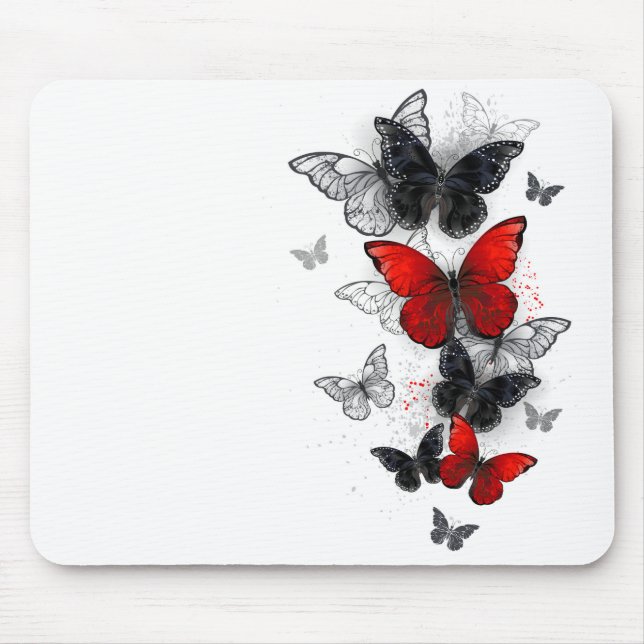 Mousepad Borboletas Negras e Vermelhas (Frente)