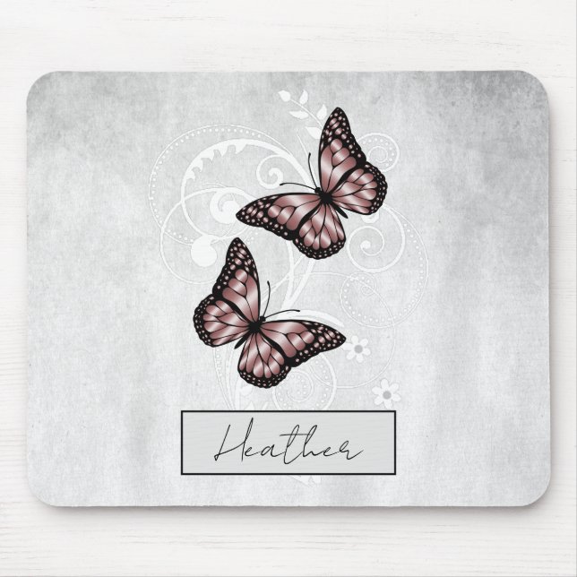 Mousepad Borboletas Rosa Brilhantes (Frente)