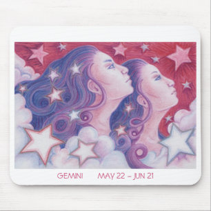 Mousepad Borda branca do bloco de porções Zodiac Gemini