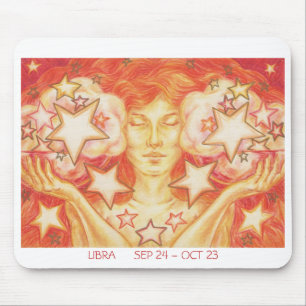 Mousepad Borda branca do Zodíaco Libra
