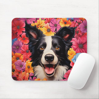 Mousepad Borda Collie em flores