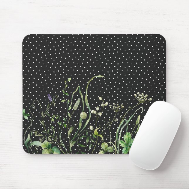 Mousepad Borda De Flor Selvagem Nas Bolinhas (Com mouse)