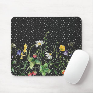 Mousepad Borda De Flor Selvagem Nas Bolinhas