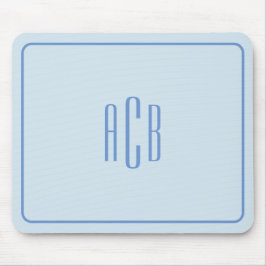 Mousepad Borda de Monograma Azul de Três Letras Simples
