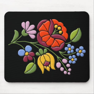 Mousepad Bordado de Kalocsa - preto húngaro BG da arte
