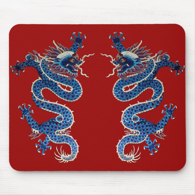 Mousepad Bordado oriental azul do chinês da antiguidade dos (Frente)