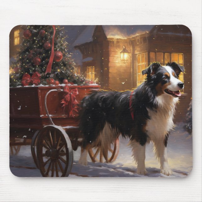 Mousepad Border Collie Temporada de Natal (Frente)