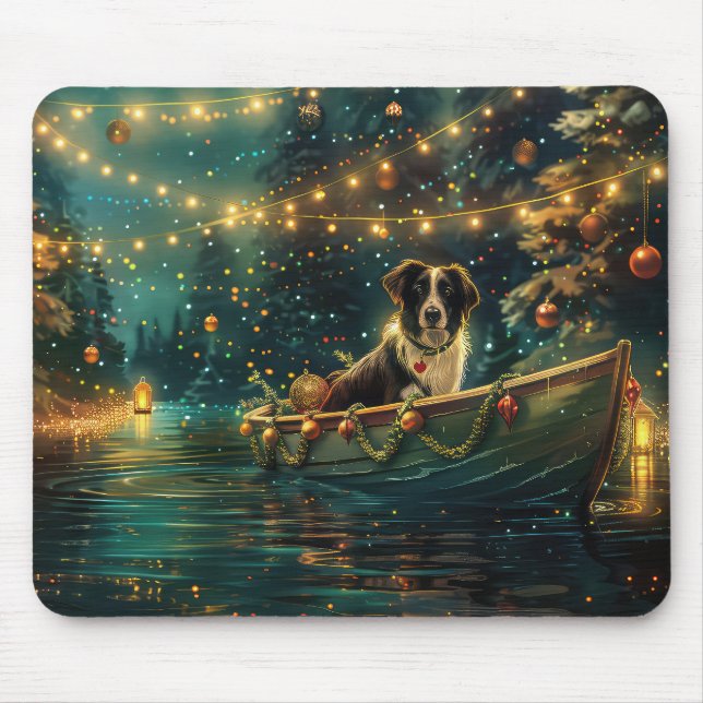 Mousepad Border Collie Viagem Natalícia Festiva (Frente)