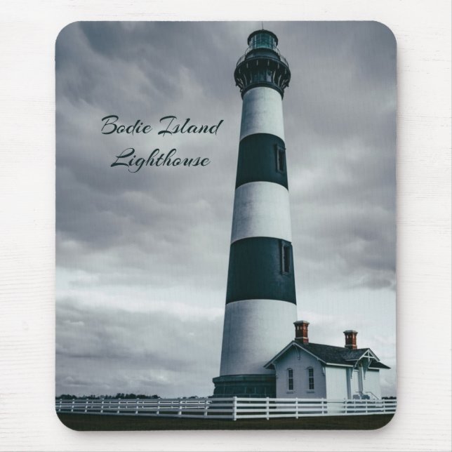 Mousepad Bordie Island Lighthouse preto e branco (Frente)