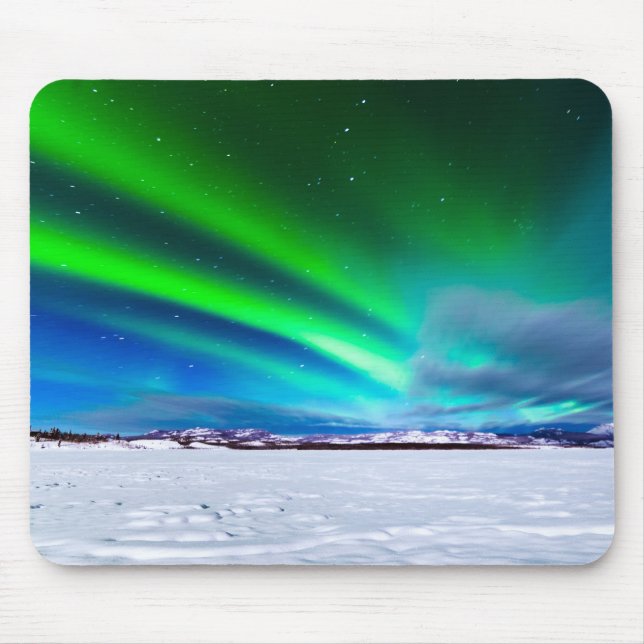 Mousepad Borealis da Aurora sobre o lago congelado Laberge, (Frente)