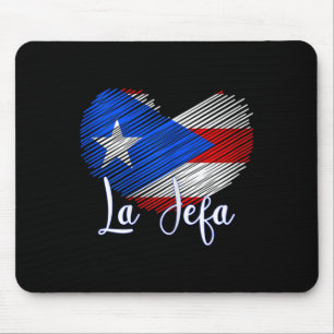 Mousepad Boricua Jefa Puerto Rico Heart Flag Boricua Mãe Mo