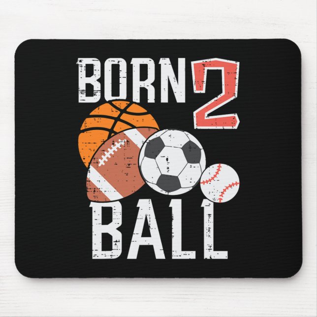 Mousepad Born Basketball Football 2nd Birthday Toddler Boy  (Frente)