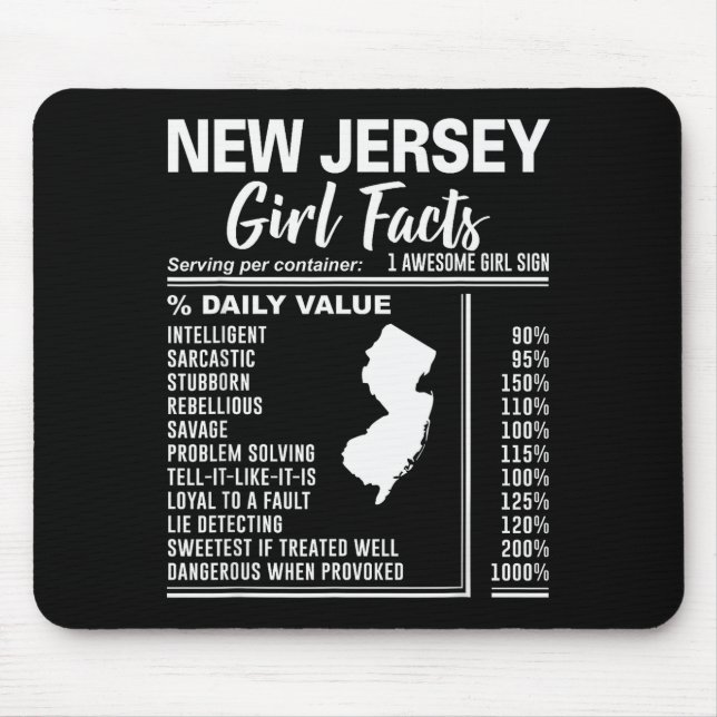 Mousepad Born In New Jersey - New Jersey Girl Facts  (Frente)