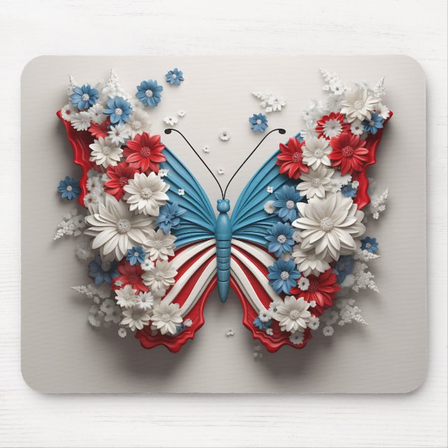 MOUSEPAD BORRACHA E FLORES DE PATRIÓTICOS BRANCOS VERMELHOS (Frente)