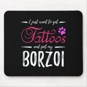 Mousepad Borzoi Dog Lover Tattoo Engraçado Cachorro Mãe Dom