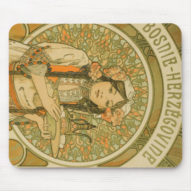Mousepad Bósnia e Herzegovina por Alphonse Mucha (1900) (Frente)