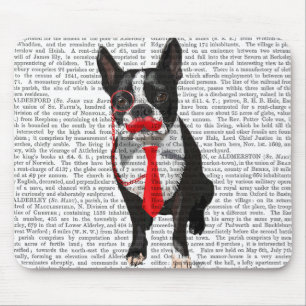 Mousepad Boston Terrier com Red Tie e bigode 2