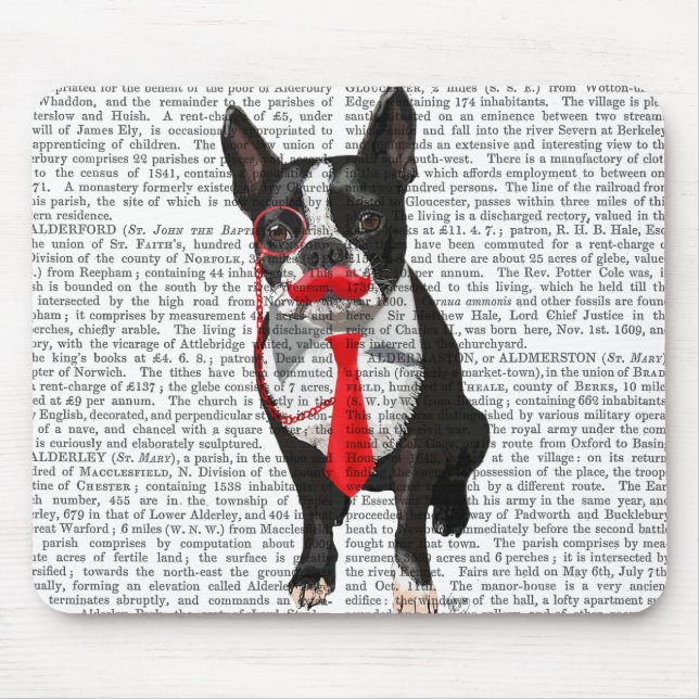 Mousepad Boston Terrier com Red Tie e bigode 2 (Frente)