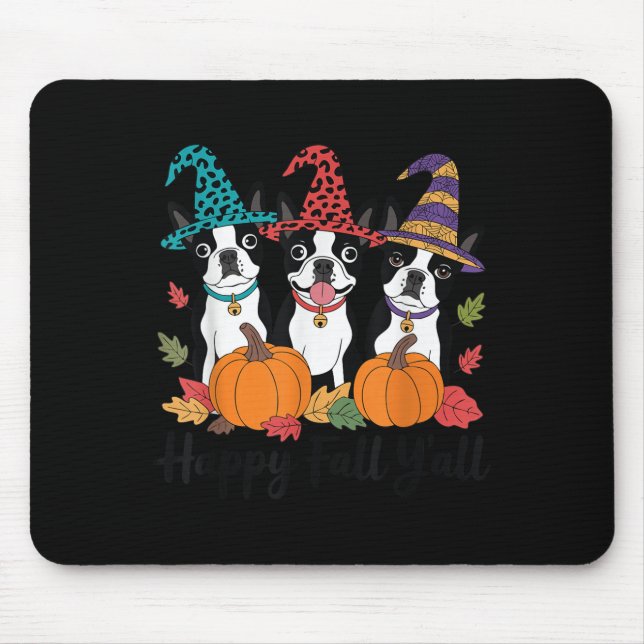 Mousepad Boston Terrier Dog Fall Ya'll Halloween Cost (Frente)