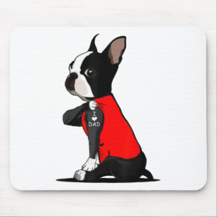 Mousepad Boston Terrier Dog Tattoo I Love Pai Funny Family