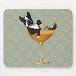 Mousepad Boston Terrier em Copktail Glass