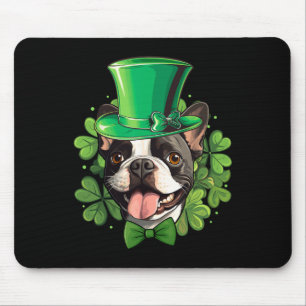Mousepad Boston Terrier engraçado do Dia de São Patrício